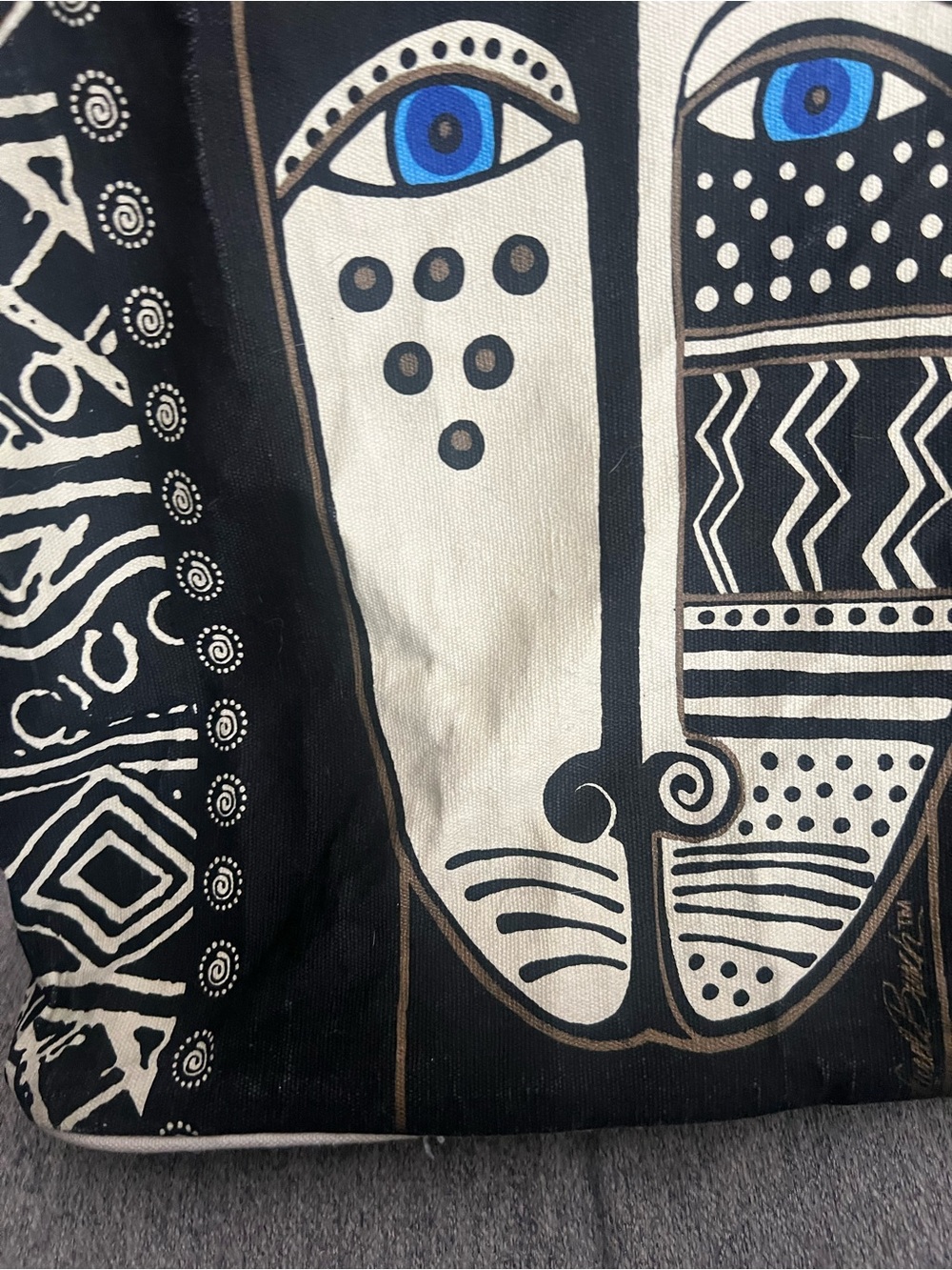 LAUREL BURCH CAT Shoulder TOTE BAG Black & White Cats Geometric rare vintage - Picture 9 of 11